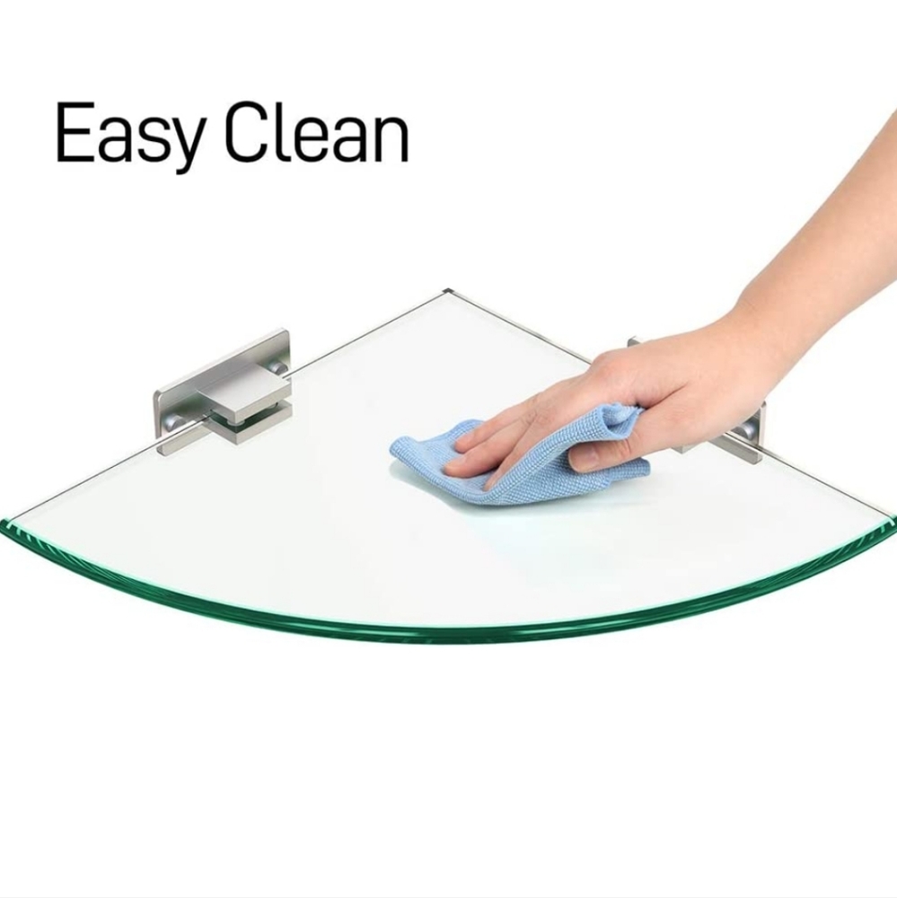 Amazon Glass Corner Bathroom Shelf Set - Clear and Silver - Picture 13 of 14